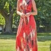 Roman Orange Abstract Print Sleeveless Maxi Dress -Roman Sales Shop unnamed file 217