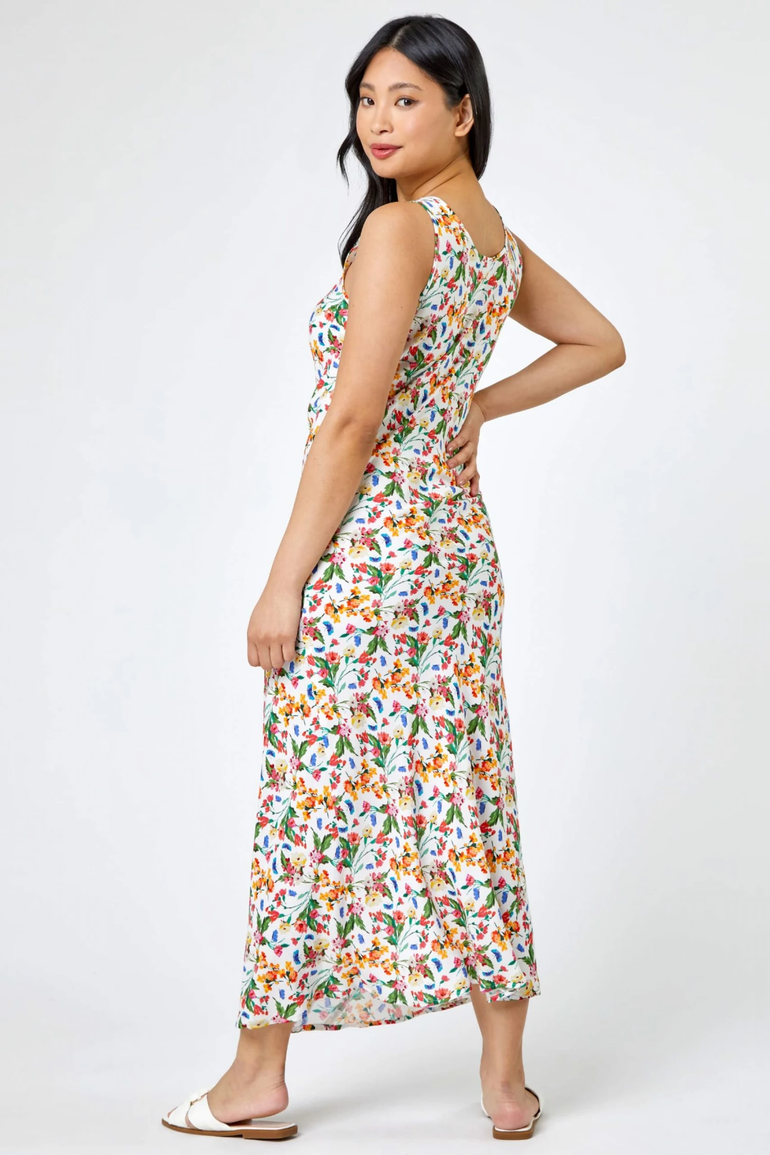 Roman White Multi Petite Floral Print Maxi Dress 4 Roman White Multi Petite Floral Print Maxi Dress - Image 2