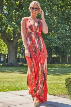 Roman Orange Abstract Print Sleeveless Maxi Dress 6 Roman Orange Abstract Print Sleeveless Maxi Dress -Roman Sales Shop unnamed file 218