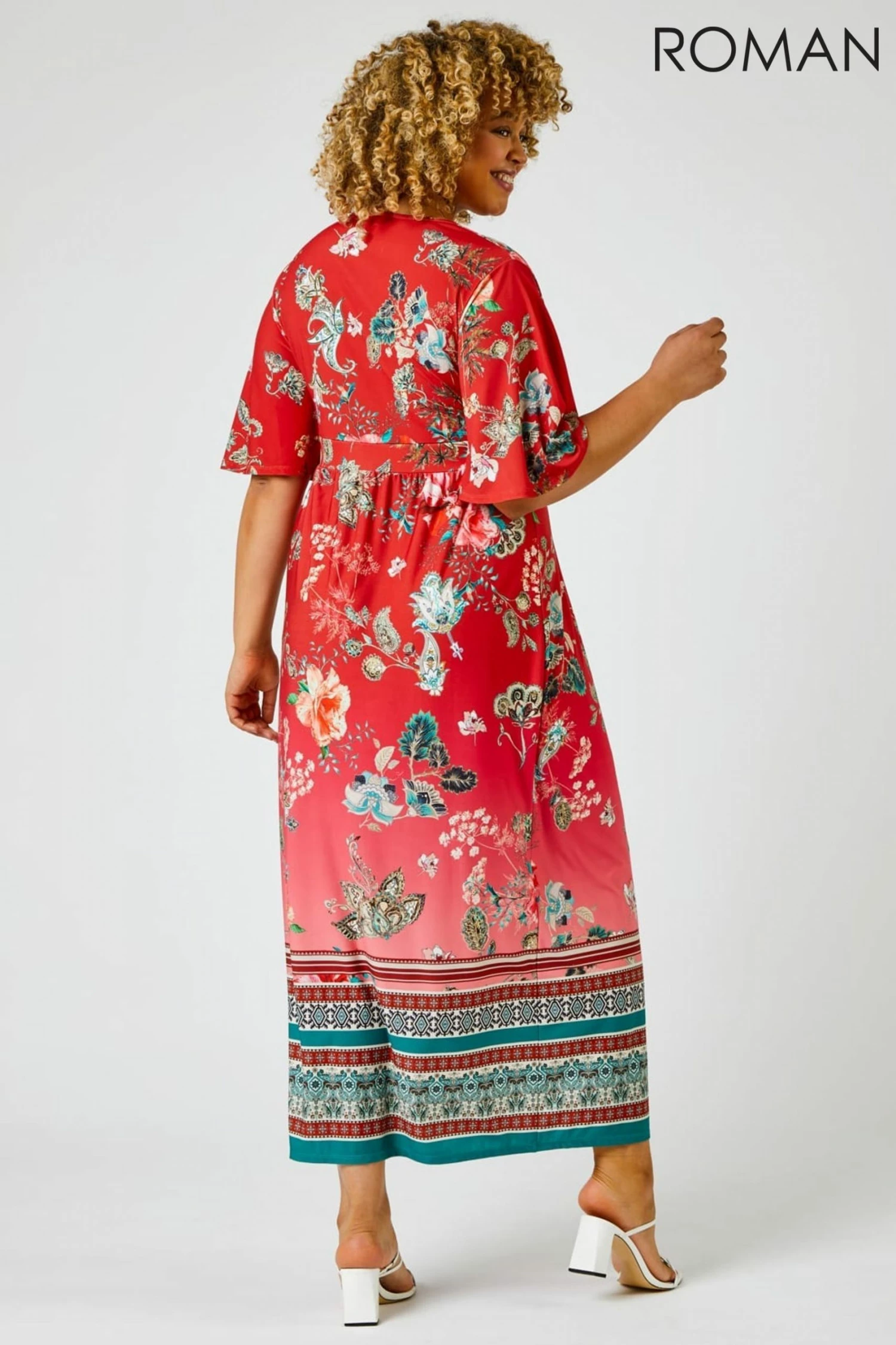 Roman Red Curve Floral Border Print Maxi Dress 4 Roman Red Curve Floral Border Print Maxi Dress - Image 2