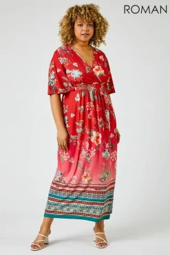Roman Red Curve Floral Border Print Maxi Dress 9 Roman Red Curve Floral Border Print Maxi Dress -Roman Sales Shop unnamed file 2184