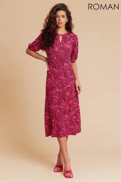Roman Pink Animal Print Keyhole Midi Dress 10 Roman Pink Animal Print Keyhole Midi Dress -Roman Sales Shop unnamed file 2199