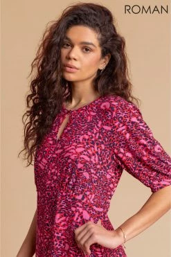 Roman Pink Animal Print Keyhole Midi Dress 11 Roman Pink Animal Print Keyhole Midi Dress -Roman Sales Shop unnamed file 2200