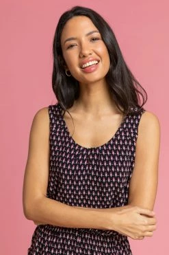 Roman Brown Border Print Keyhole Pocket Dress -Roman Sales Shop unnamed file 2206