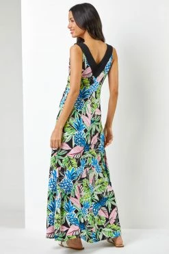 Roman Green & Blue Floral Contrast Band Tropical Print Maxi Dress 9 Roman Green & Blue Floral Contrast Band Tropical Print Maxi Dress -Roman Sales Shop unnamed file 2209
