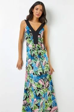 Roman Green & Blue Floral Contrast Band Tropical Print Maxi Dress 13 Roman Green & Blue Floral Contrast Band Tropical Print Maxi Dress -Roman Sales Shop unnamed file 2213