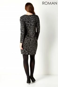 Roman Grey Animal Print Pocket Dress -Roman Sales Shop unnamed file 2220