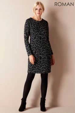 Roman Grey Animal Print Pocket Dress -Roman Sales Shop unnamed file 2221