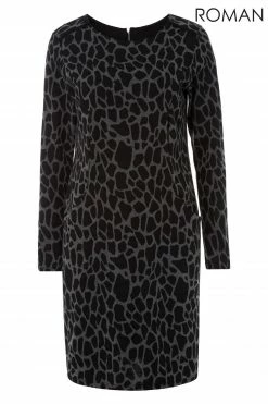 Roman Grey Animal Print Pocket Dress -Roman Sales Shop unnamed file 2222