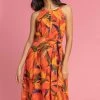 Roman Orange Floral Print Tie Waist Maxi Dress -Roman Sales Shop unnamed file 2229