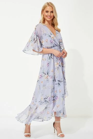 Roman Purple Chiffon Wrap Maxi Dress 6 Roman Purple Chiffon Wrap Maxi Dress - Image 4