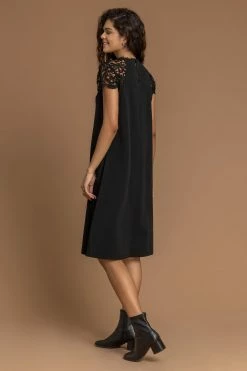 Roman Black Lace Trim High Neck Shift Dress 8 Roman Black Lace Trim High Neck Shift Dress -Roman Sales Shop unnamed file 2240