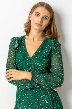 Roman Green Animal Print Chiffon Midi Dress -Roman Sales Shop unnamed file 2253