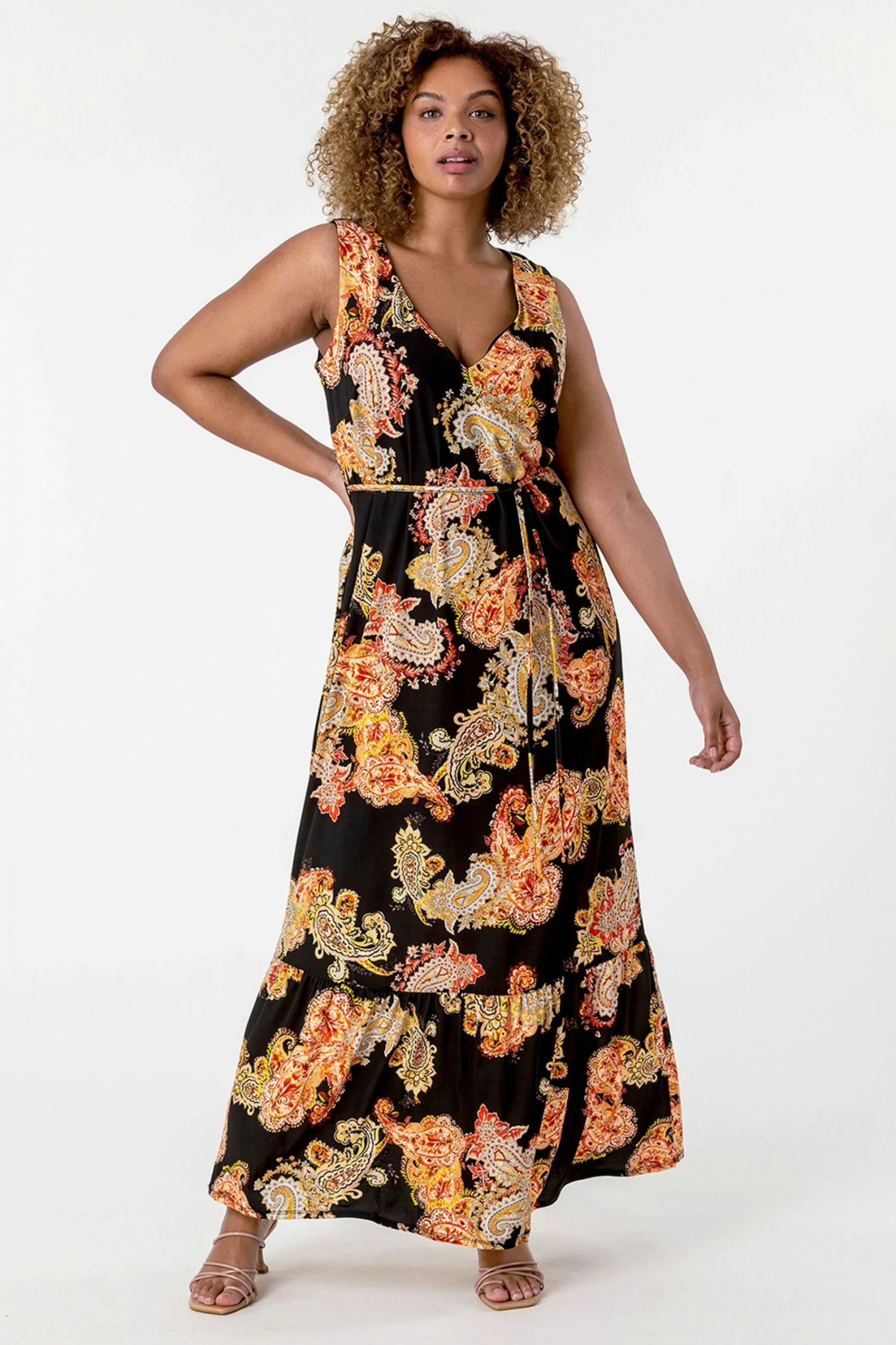 Roman Paisley Print Curve Maxi Dress 3 Roman Paisley Print Curve Maxi Dress