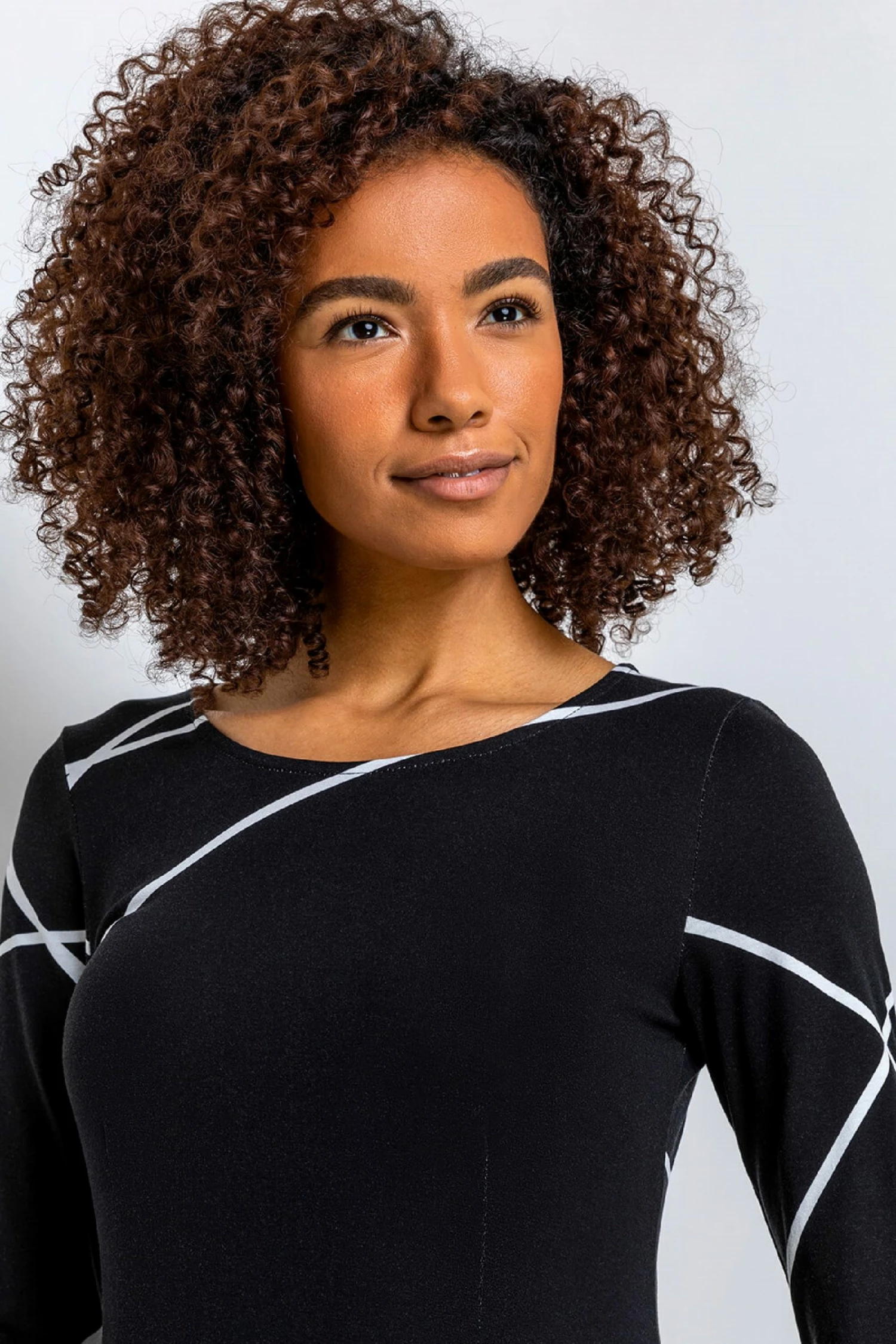 Roman Black Linear Print Hanky Hem Dress 6 Roman Black Linear Print Hanky Hem Dress - Image 4