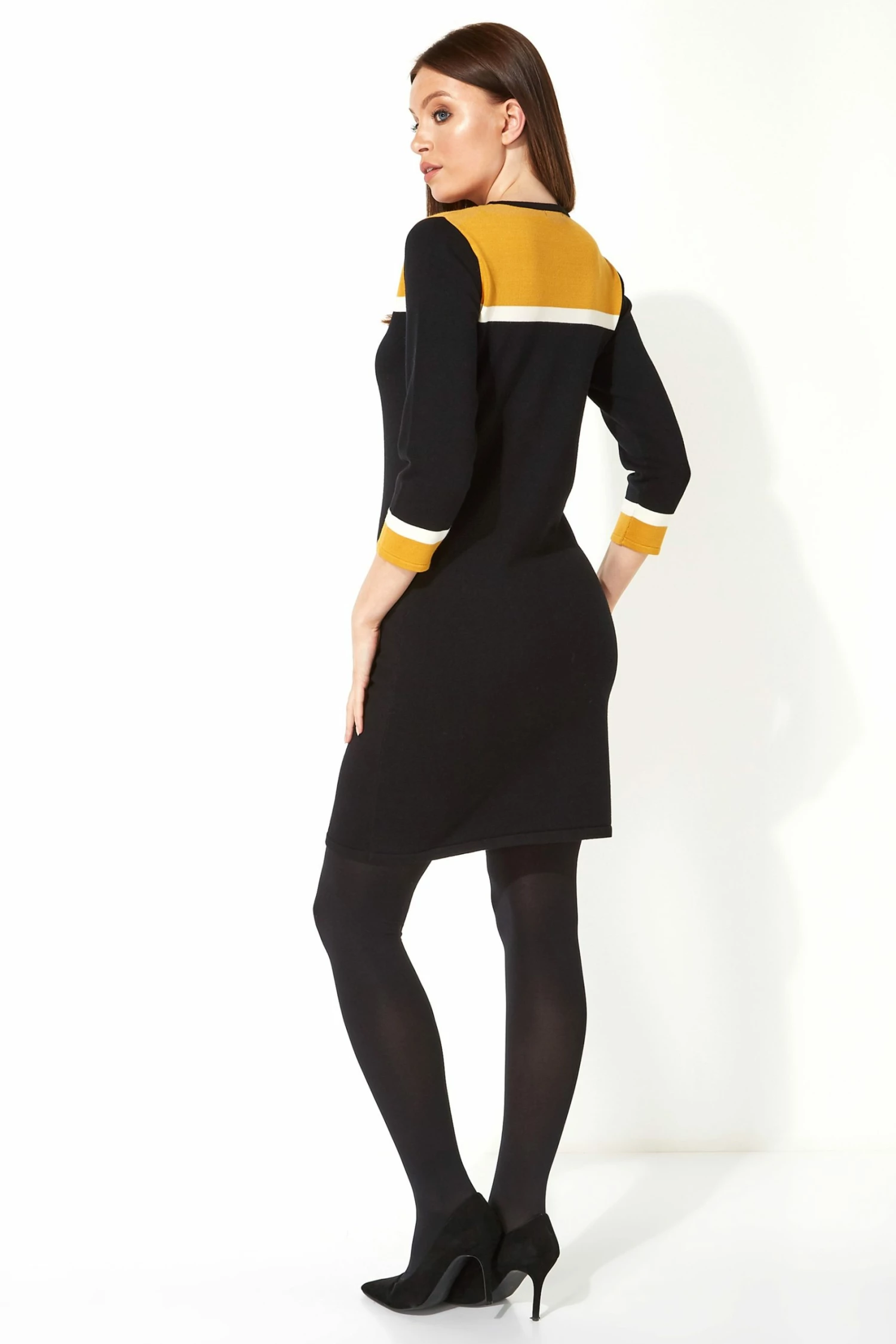 Roman Yellow Originals Colour Block Knitted Dress 5 Roman Yellow Originals Colour Block Knitted Dress - Image 3