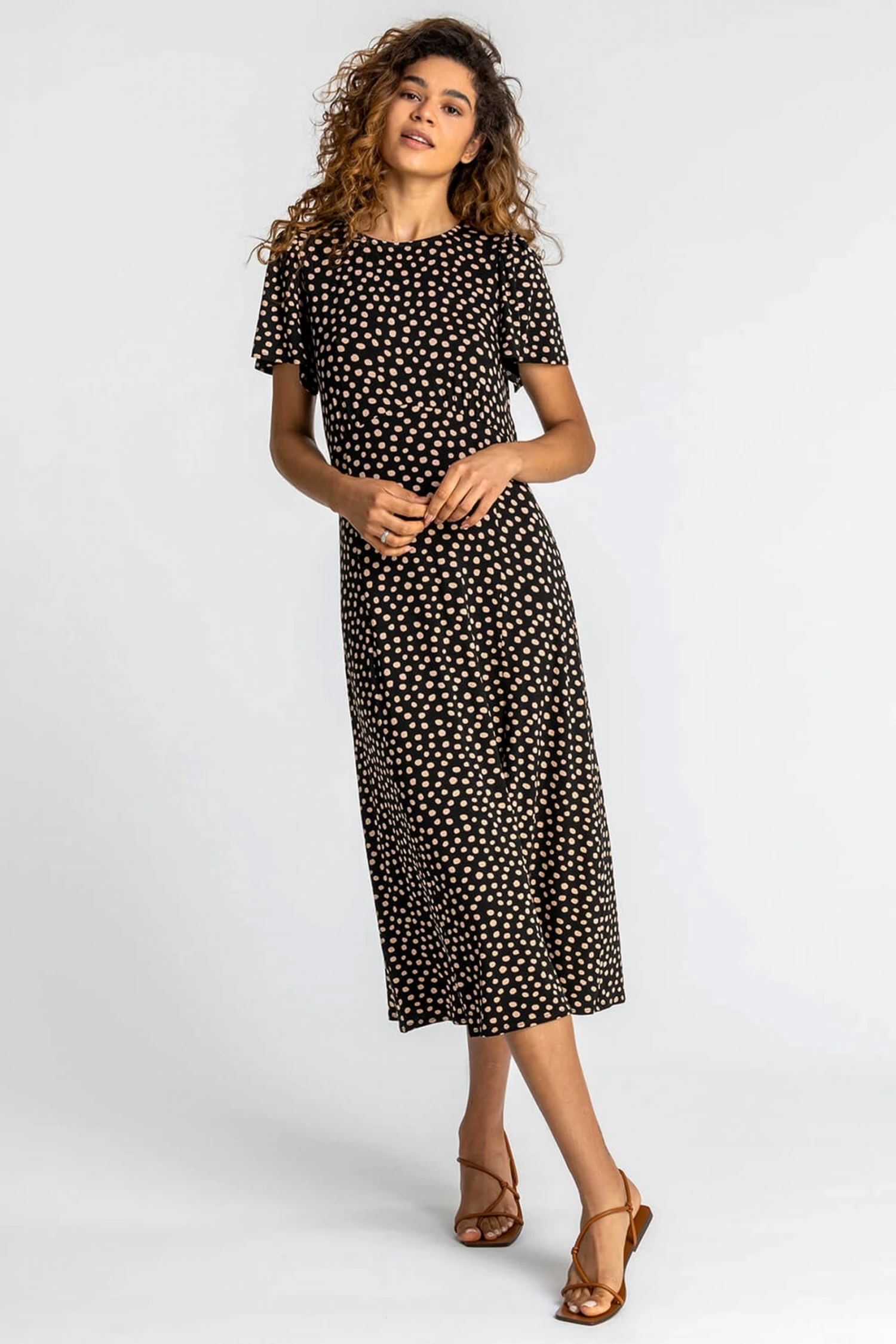 Roman Black Spot Print Side Split Dress 5 Roman Black Spot Print Side Split Dress - Image 3