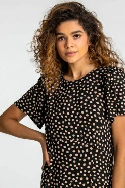 Roman Black Spot Print Side Split Dress 10 Roman Black Spot Print Side Split Dress -Roman Sales Shop unnamed file 2276