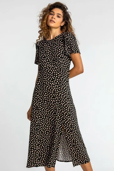 Roman Black Spot Print Side Split Dress 7 Roman Black Spot Print Side Split Dress - Image 5