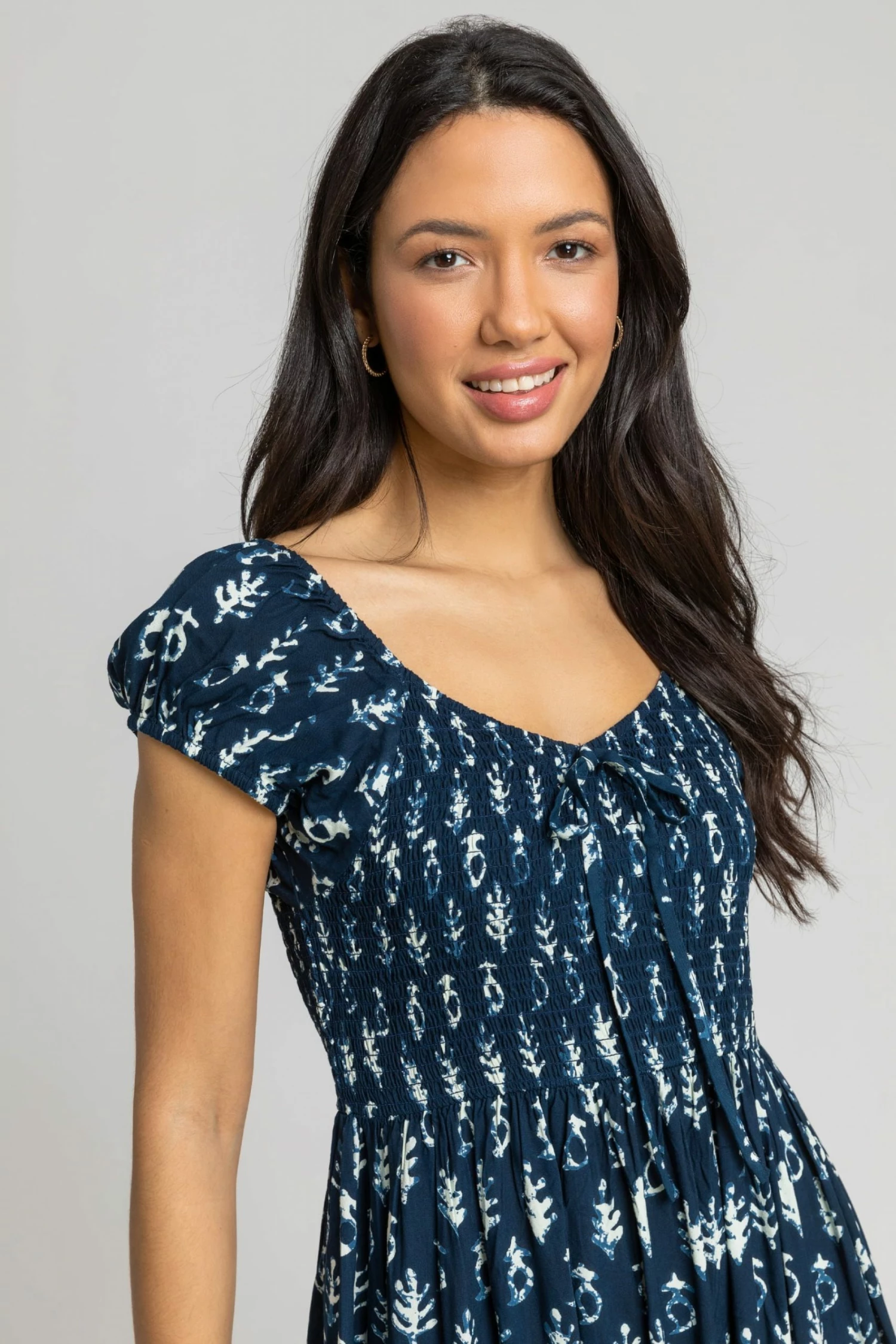 Roman Blue Aztec Tie Detail Tiered Maxi Dress 7 Roman Blue Aztec Tie Detail Tiered Maxi Dress - Image 5