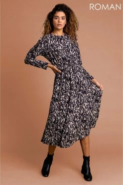 Roman Brown Snake Print Shoulder Frill Midi Dress 9 Roman Brown Snake Print Shoulder Frill Midi Dress -Roman Sales Shop unnamed file 2286