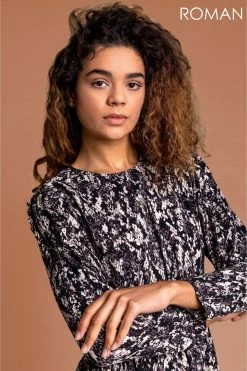 Roman Brown Snake Print Shoulder Frill Midi Dress 10 Roman Brown Snake Print Shoulder Frill Midi Dress -Roman Sales Shop unnamed file 2287