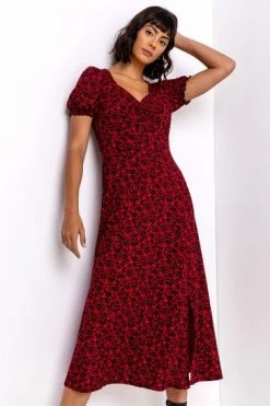 Roman Red Ditsy Floral Jersey Midi Dress -Roman Sales Shop unnamed file 2298