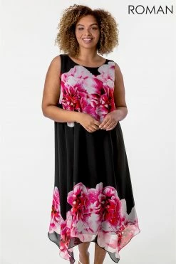 Roman Black Curve Floral Asymmetric Chiffon Dress 9 Roman Black Curve Floral Asymmetric Chiffon Dress -Roman Sales Shop unnamed file 2302
