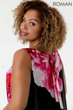 Roman Black Curve Floral Asymmetric Chiffon Dress 10 Roman Black Curve Floral Asymmetric Chiffon Dress -Roman Sales Shop unnamed file 2303