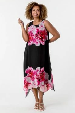 Roman Black Curve Floral Asymmetric Chiffon Dress 11 Roman Black Curve Floral Asymmetric Chiffon Dress -Roman Sales Shop unnamed file 2304