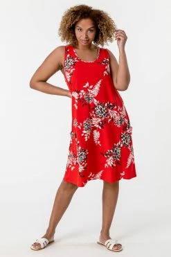 Roman Red Curve Floral Print Swing Dress -Roman Sales Shop unnamed file 2307