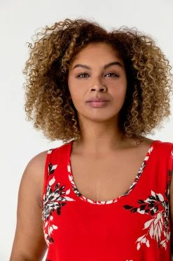 Roman Red Curve Floral Print Swing Dress -Roman Sales Shop unnamed file 2308