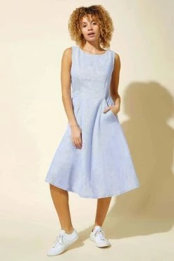 Roman Blue Fit & Flare Button Back Pocket Dress 9 Roman Blue Fit & Flare Button Back Pocket Dress -Roman Sales Shop unnamed file 2314