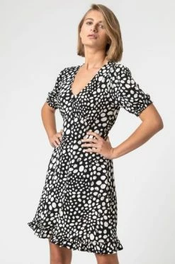 Roman Black Ditsy Spot Frill Detail Tea Dress 13 Roman Black Ditsy Spot Frill Detail Tea Dress -Roman Sales Shop unnamed file 2320