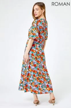 Roman Orange Petite Floral Button Through Midi Dress 8 Roman Orange Petite Floral Button Through Midi Dress -Roman Sales Shop unnamed file 2322