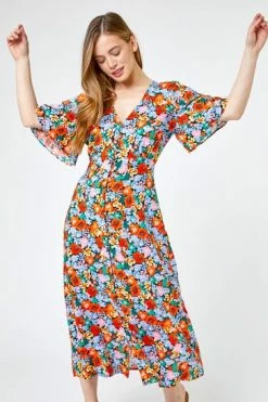 Roman Orange Petite Floral Button Through Midi Dress 11 Roman Orange Petite Floral Button Through Midi Dress -Roman Sales Shop unnamed file 2325