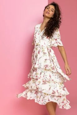 Roman White Floral Print Tiered Frill Midi Dress 13 Roman White Floral Print Tiered Frill Midi Dress -Roman Sales Shop unnamed file 233