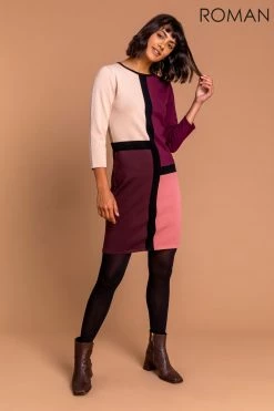 Roman Pink Colourblock Print Jumper Dress 12 Roman Pink Colourblock Print Jumper Dress -Roman Sales Shop unnamed file 2340