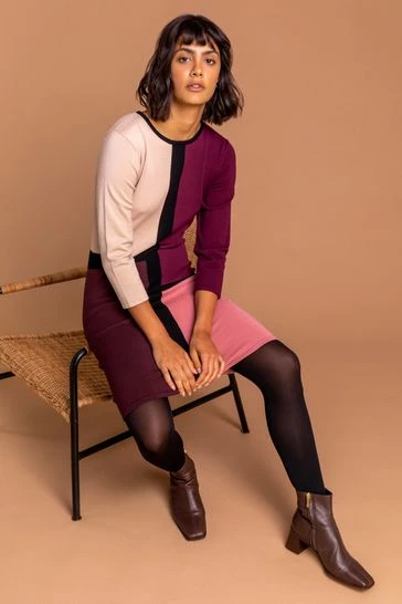 Roman Pink Colourblock Print Jumper Dress 7 Roman Pink Colourblock Print Jumper Dress - Image 5
