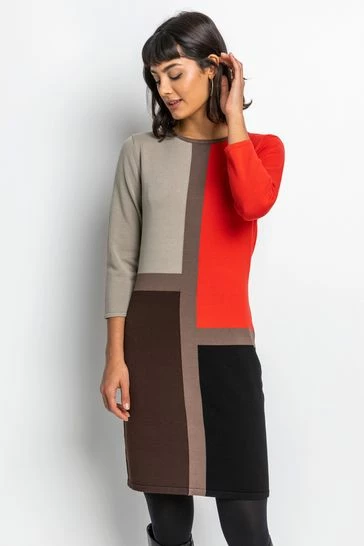 Roman Pink Colourblock Print Jumper Dress 9 Roman Pink Colourblock Print Jumper Dress - Image 7