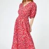Roman Red Petite Floral Print Shirred Maxi Dress 1 Roman Red Petite Floral Print Shirred Maxi Dress -Roman Sales Shop unnamed file 2344