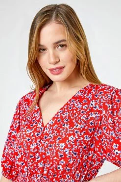 Roman Red Petite Floral Print Shirred Maxi Dress 11 Roman Red Petite Floral Print Shirred Maxi Dress -Roman Sales Shop unnamed file 2347