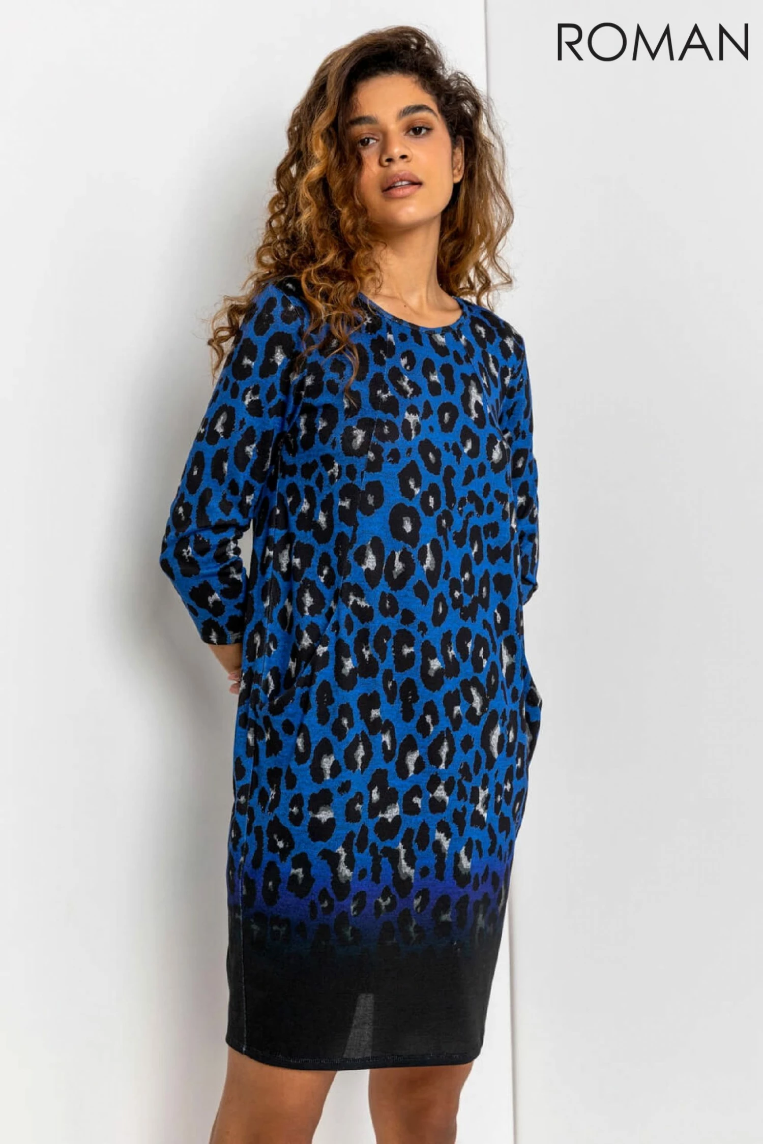 Roman Blue Animal Print Slouch Dress 6 Roman Blue Animal Print Slouch Dress - Image 4