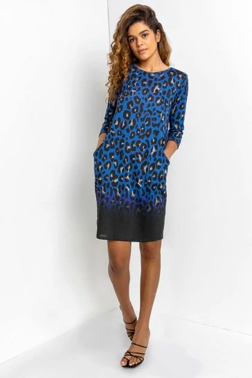 Roman Blue Animal Print Slouch Dress 7 Roman Blue Animal Print Slouch Dress - Image 5