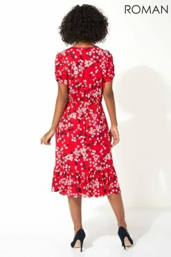 Roman Red Floral Print Tiered Midi Dress 9 Roman Red Floral Print Tiered Midi Dress -Roman Sales Shop unnamed file 2357