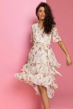 Roman White Floral Print Tiered Frill Midi Dress 16 Roman White Floral Print Tiered Frill Midi Dress -Roman Sales Shop unnamed file 236