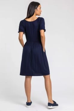 Roman Blue Puff Sleeve Buttoned Jersey Dress 10 Roman Blue Puff Sleeve Buttoned Jersey Dress -Roman Sales Shop unnamed file 2362