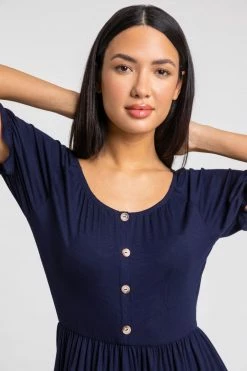 Roman Blue Puff Sleeve Buttoned Jersey Dress 11 Roman Blue Puff Sleeve Buttoned Jersey Dress -Roman Sales Shop unnamed file 2363