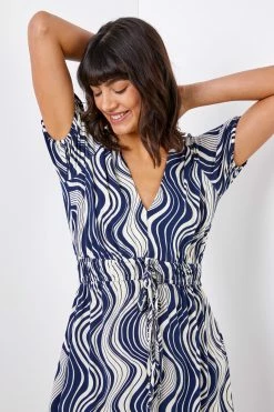 Roman Blue Swirl Print Fit & Flare Midi Dress -Roman Sales Shop unnamed file 2379