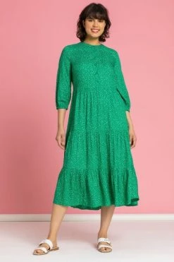 Roman Green Spot Print Tiered Button Midi Dress 11 Roman Green Spot Print Tiered Button Midi Dress -Roman Sales Shop unnamed file 2386